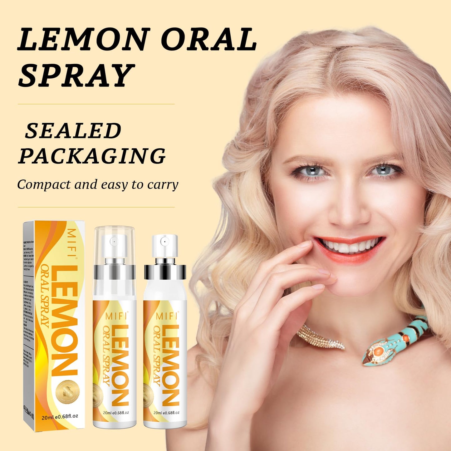 Oral Spray for Adults - Sugar-Free Breath Freshener, Lemon Flavor 2-Pack, Dry Mouth Relief