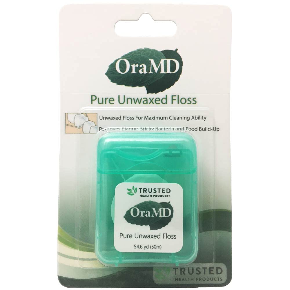 OraMD Oral Care Pure Unwaxed Dental Floss 54.6 Yards — PFOA-Free, Shred-Resistant, Unscented — 6 Pack