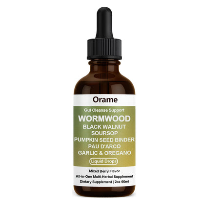Orame Wormwood Gut Cleanse Liquid Drops – Prozen Wormwood, Black Walnut, Clove, Soursop, 2 oz