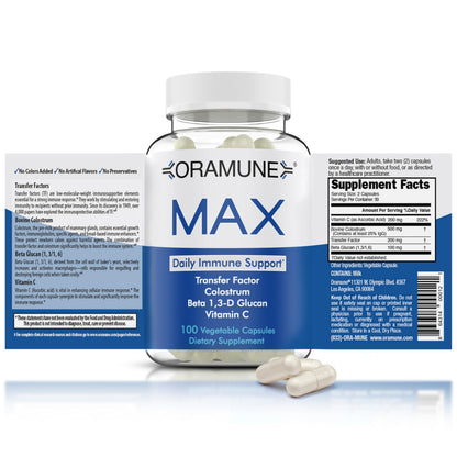 Oramune Max Immune Support — Transfer Factor & Colostrum, 100 Caps