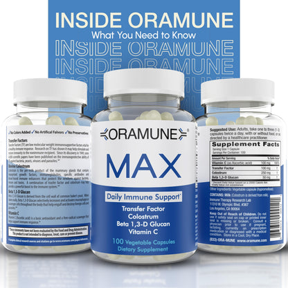 Oramune Max Immune Support — Transfer Factor & Colostrum, 100 Caps