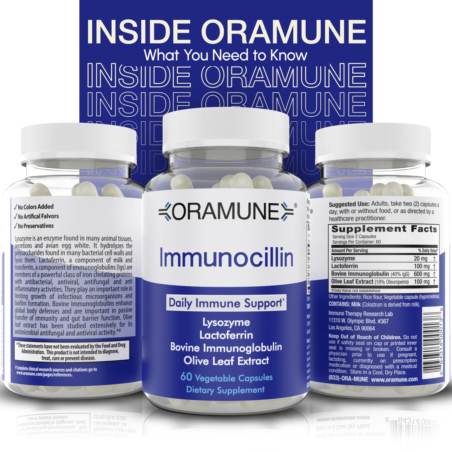 Oramune Support Supplement with Transfer Factor & Pure Colostrum – 60 Capsules
