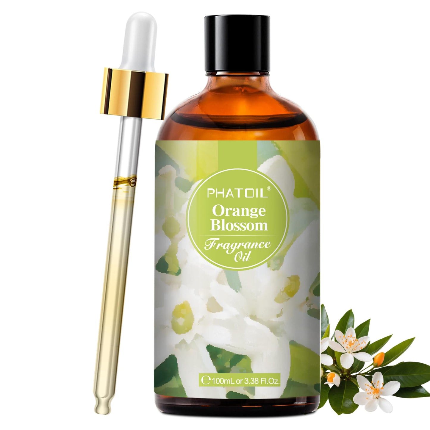 PHATOIL Orange Blossom Fragrance Oil 100ml | Glass Dropper for Diffuser, Soap & Candle Making