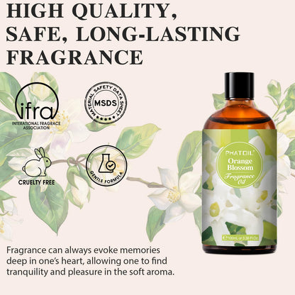 PHATOIL Orange Blossom Fragrance Oil 100ml | Glass Dropper for Diffuser, Soap & Candle Making