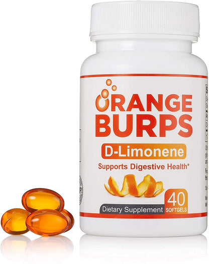Orange Burps | D-Limonene Soft Gels for Heartburn Relief, GERD Support & Digestive Comfort | 1,000 mg