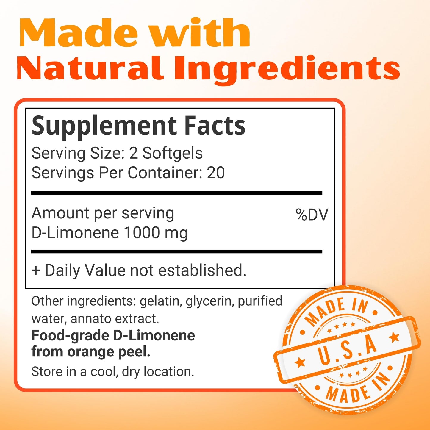 Orange Burps | D-Limonene Soft Gels for Heartburn Relief, GERD Support & Digestive Comfort | 1,000 mg