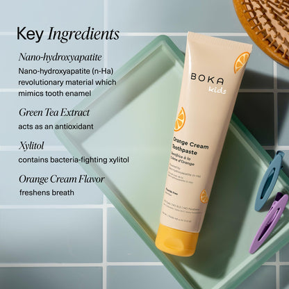 Boka Nano Hydroxyapatite Toothpaste – Fluoride Free, Orange Cream, 4 oz 3Pk (US Manufactured)