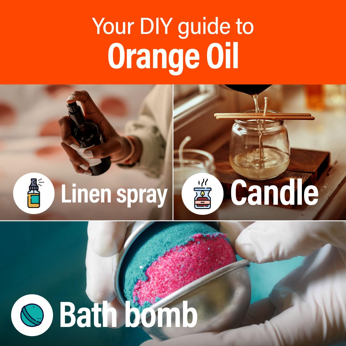 H'ana Orange Essential Oil - 1.02 Fl Oz | Hair, Skin, Diffuser, Aromatherapy, DIY Candle & Soap Making