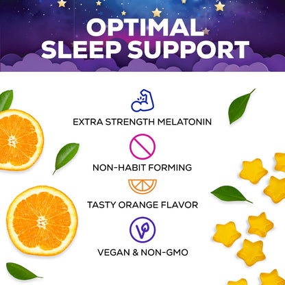 Sleep Gummies 6mg - Sugar Free Melatonin Orange Gummy for Adults & Kids | 120 Gummies