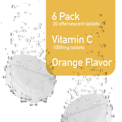 Swiss Imports Effervescent Vitamin C 1000mg – 6-Pack, 120 Tablets | Dietary Supplement
