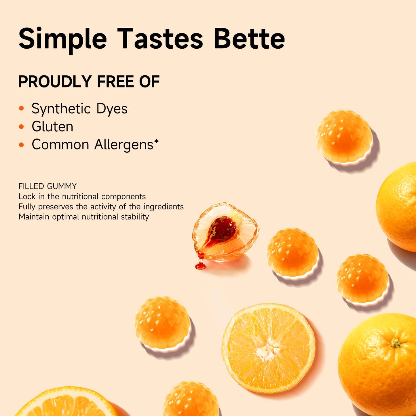 Sugar Free Lutein Gummies 5mg + 1mg Zeaxanthin for Eye Health – Orange Flavor, 60 Count