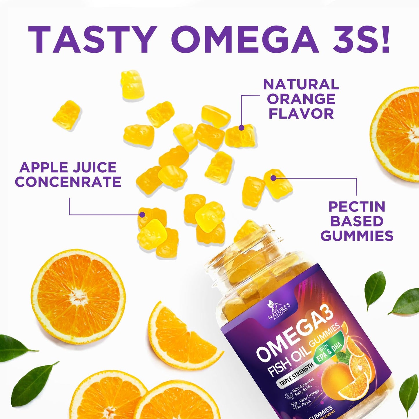 Omega-3 Fish Oil Gummies: DHA & EPA for Heart & Brain (120 Gummies)
