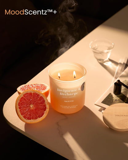 M&SENSE Orange Grapefruit Candle – 14.1oz, 2-Wick Soy, 80h Burn Time