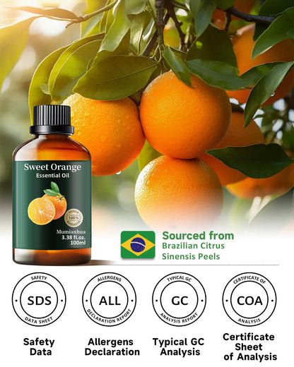 Orange Essential Oil Pure – Mumianhua Sweet Orange Oil for Diffuser, Skin, DIY (3.38 Fl Oz)