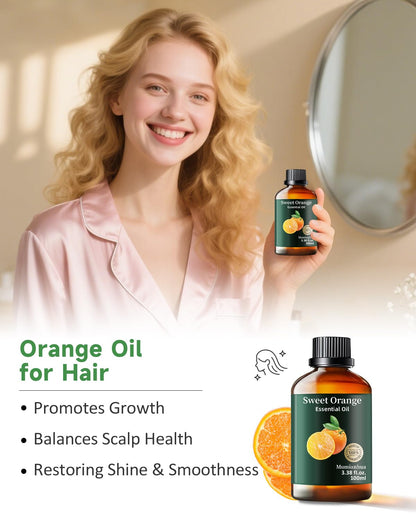 Orange Essential Oil Pure – Mumianhua Sweet Orange Oil for Diffuser, Skin, DIY (3.38 Fl Oz)