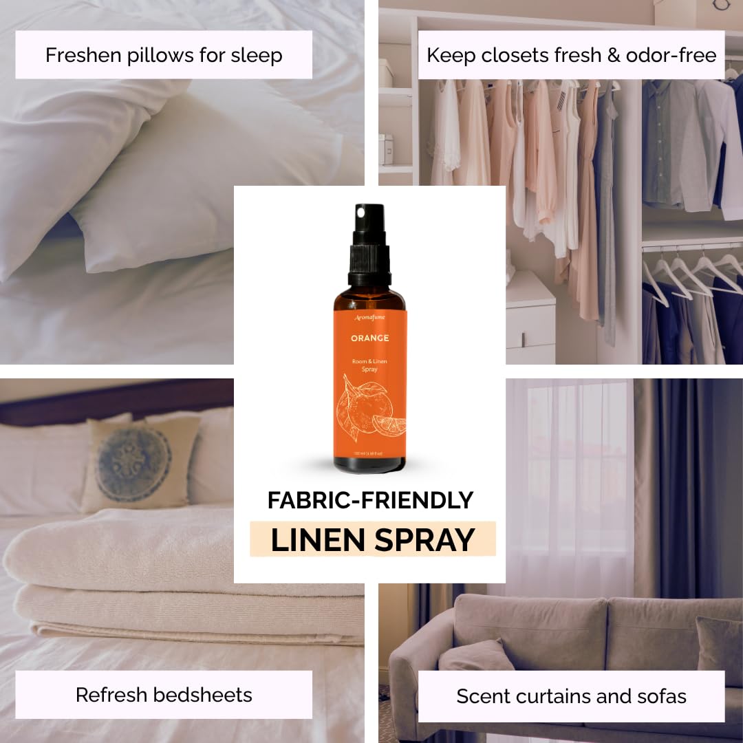 Orange Room Linen & Pillow Spray by Aromafume – 100ml | Pure Orange Essential Oil