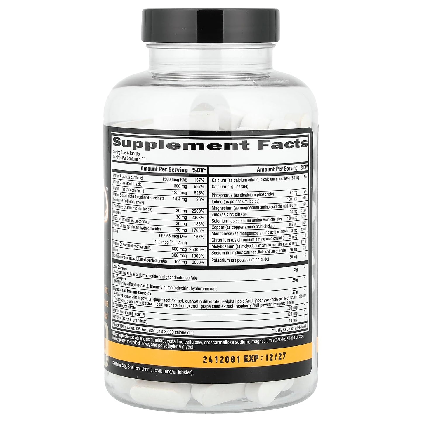 Orange Triad Daily Multivitamin – Iron Free for Joints, Digestion & Immune Support (180 Count)