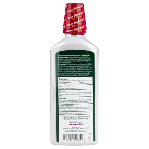 The Natural Dentist Healthy Gums Rinse – Antigingivitis/Antiplaque, Alcohol-Free, Aloe Vera, 16.9 oz