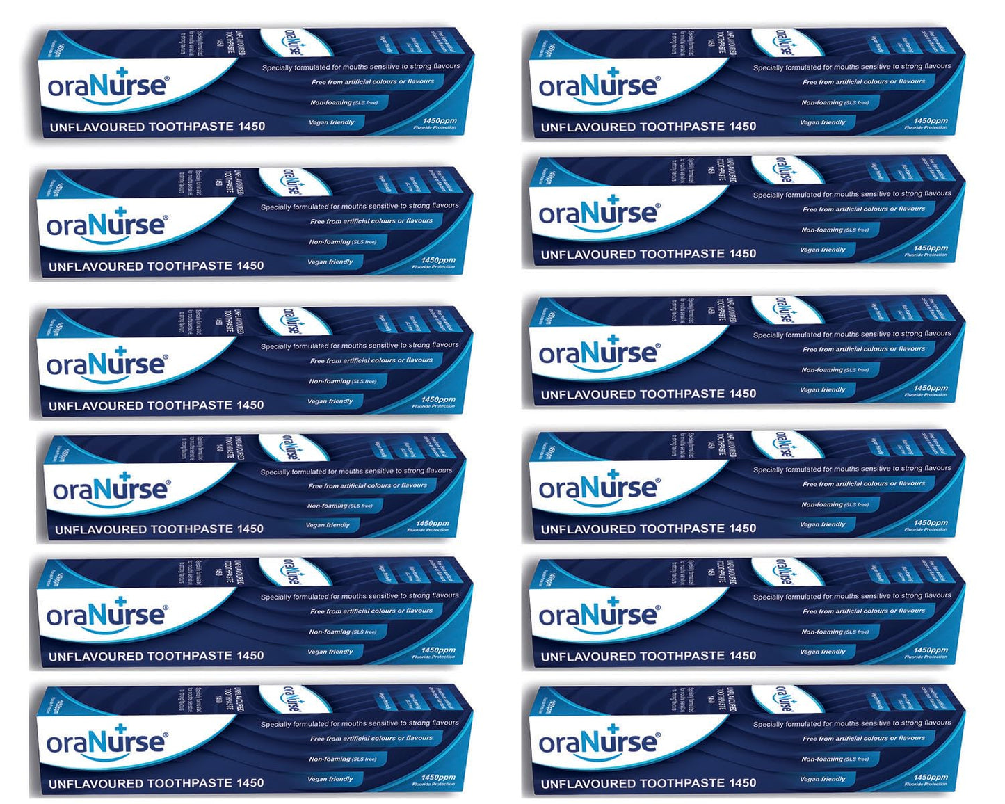 Oranurse 50ml Unflavoured Toothpaste (Pack 12) – 1450ppm Fluoride, SLS Free