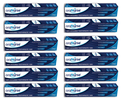 Oranurse 50ml Unflavoured Toothpaste (Pack 12) – 1450ppm Fluoride, SLS Free