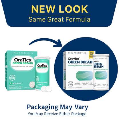 OraTicx Green Breath Probiotics – Mint Flavor, 8B CFU, 30 Lozenges