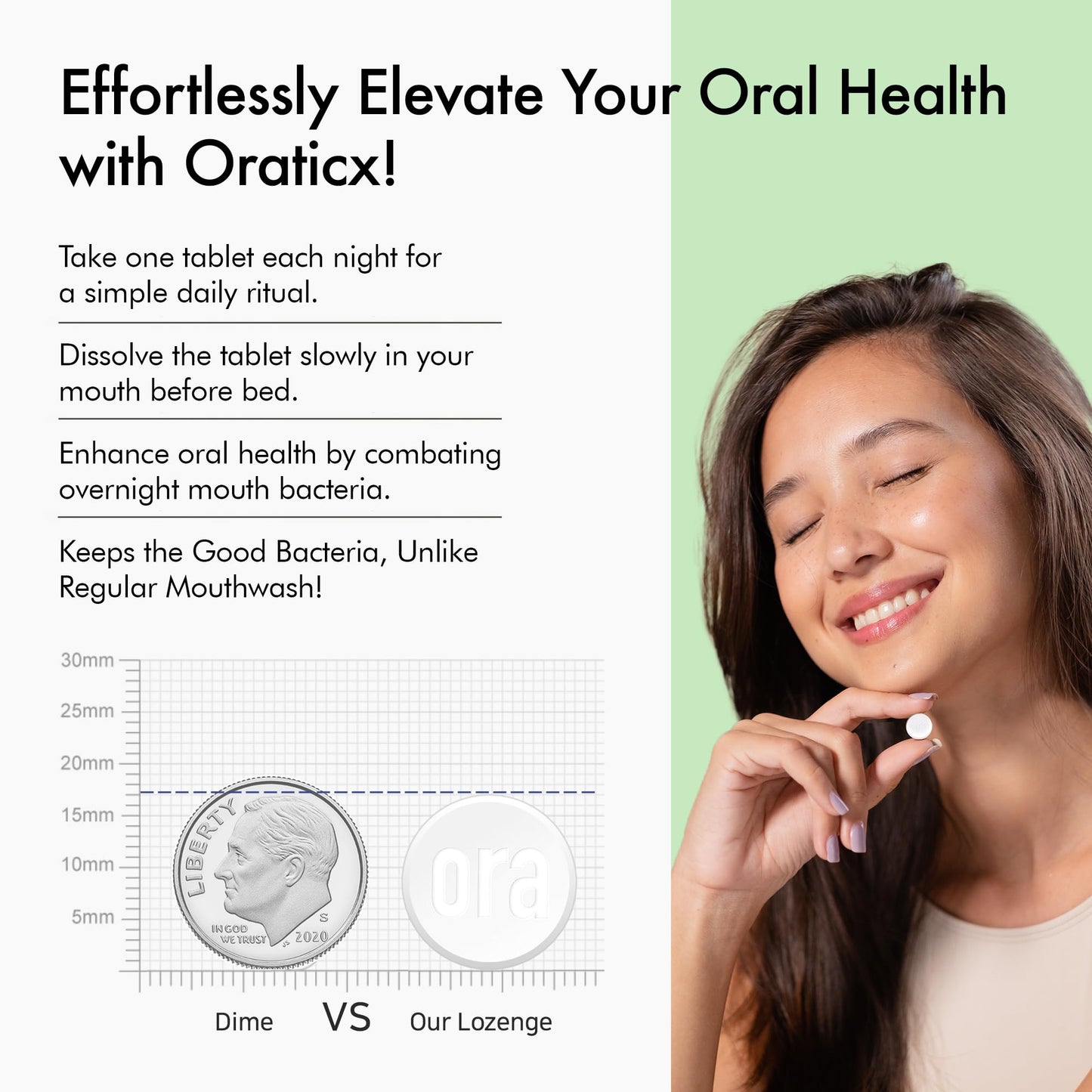 OraTicx Green Breath Probiotics – Mint Flavor, 8B CFU, 30 Lozenges
