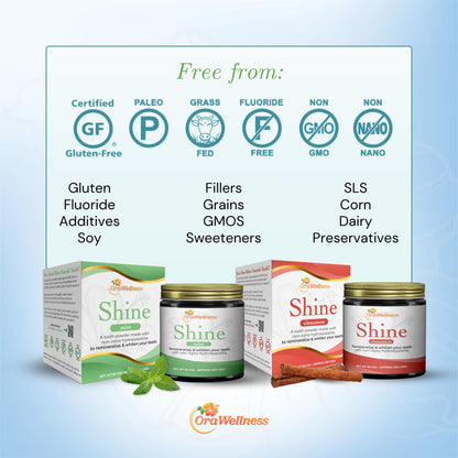 OraWellness Shine Remineralizing Tooth Powder with Hydroxyapatite | Made in USA | Fluoride Free Whitening & Stain Remover