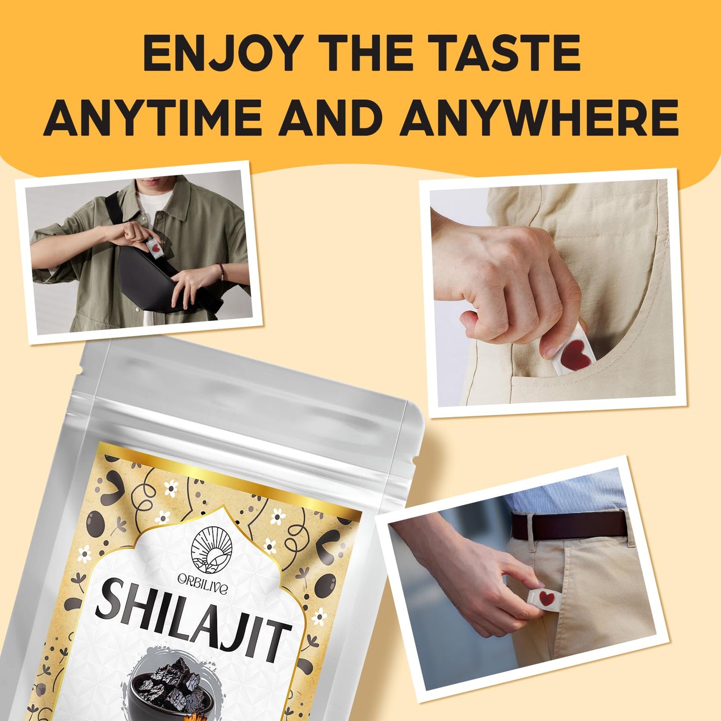 ORBILIVE 1400 MG Shilajit Gummies – Pure Himalayan Shilajit with Ashwagandha, 60 Counts, Sugar-Free