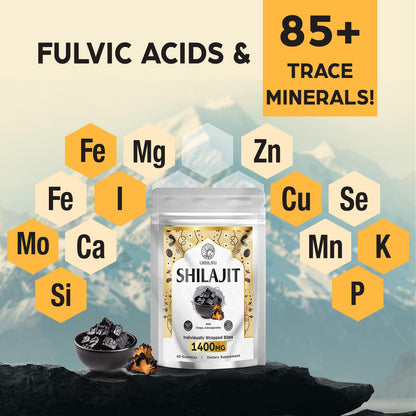 ORBILIVE 1400 MG Shilajit Gummies – Pure Himalayan Shilajit with Ashwagandha, 60 Counts, Sugar-Free