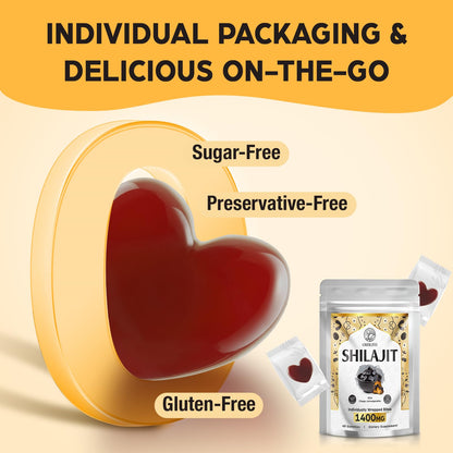 ORBILIVE 1400 MG Shilajit Gummies – Pure Himalayan Shilajit with Ashwagandha, 60 Counts, Sugar-Free