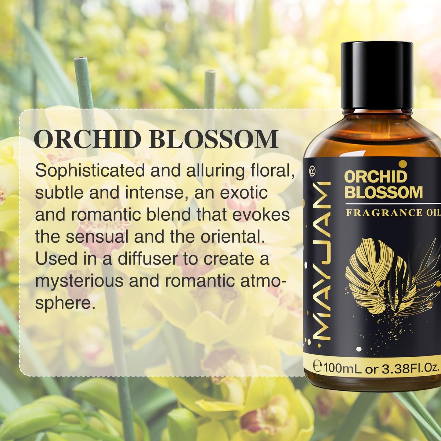 Orchid Blossom Fragrance Oil – MAYJAM 100ml (3.38oz) for Diffusers, Soap & Candles