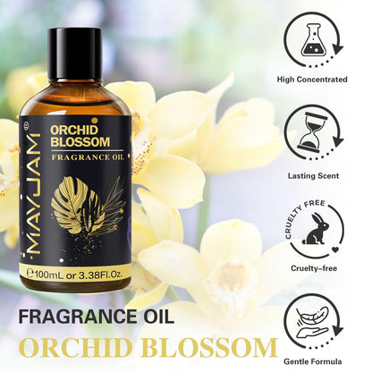 Orchid Blossom Fragrance Oil – MAYJAM 100ml (3.38oz) for Diffusers, Soap & Candles