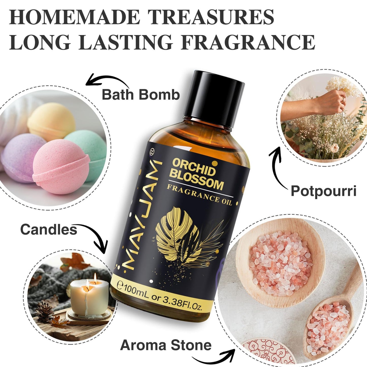Orchid Blossom Fragrance Oil – MAYJAM 100ml (3.38oz) for Diffusers, Soap & Candles