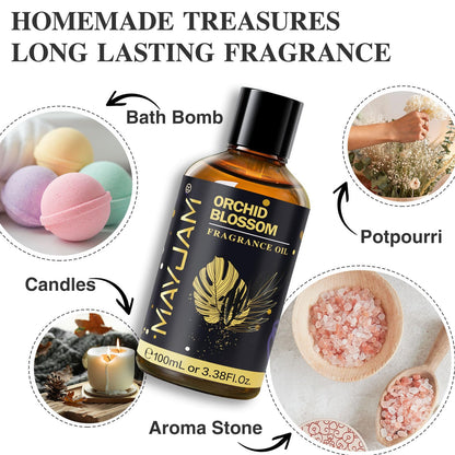 Orchid Blossom Fragrance Oil – MAYJAM 100ml (3.38oz) for Diffusers, Soap & Candles