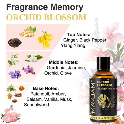 Orchid Blossom Fragrance Oil – MAYJAM 100ml (3.38oz) for Diffusers, Soap & Candles