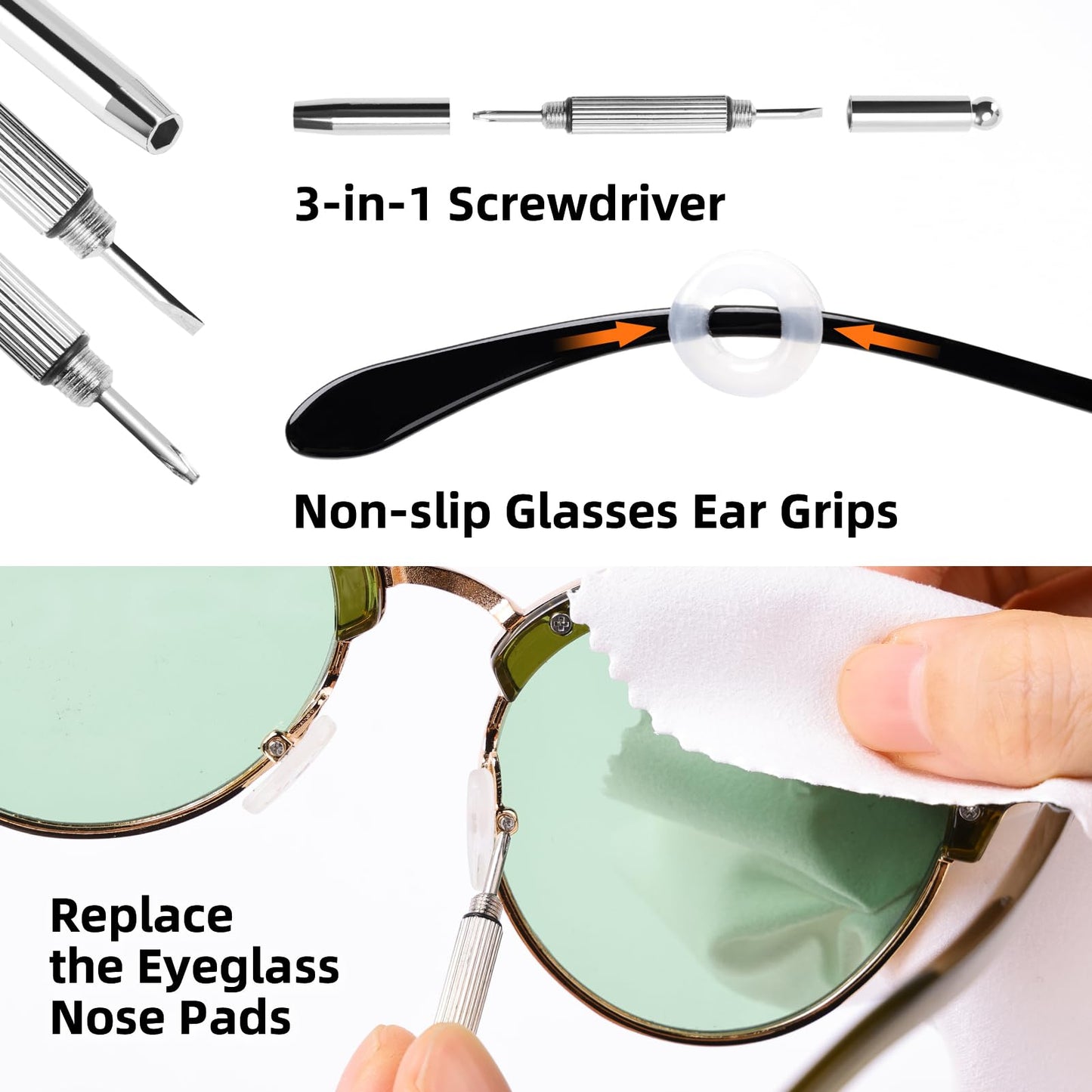 Ordilend Glasses Cleaner Kit – 24H Anti-Fog Spray, Microfiber Cloth & Repair Tools