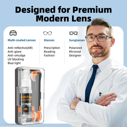 Ordilend Glasses Cleaner Kit – 24H Anti-Fog Spray, Microfiber Cloth & Repair Tools