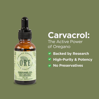 ORE Mexican Oregano Oil Drops 1 oz – 80% Carvacrol | Immune & Respiratory Support