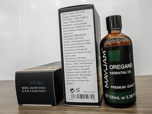 Oregano Essential Oil – MAYJAM Pure Essential Oils for Diffusers, 3.38 fl oz / 100 ml, Premium Glass Dropper