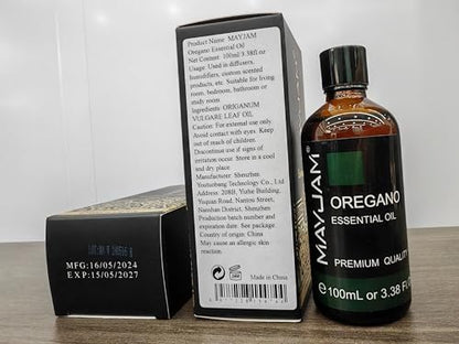 Oregano Essential Oil – MAYJAM Pure Essential Oils for Diffusers, 3.38 fl oz / 100 ml, Premium Glass Dropper