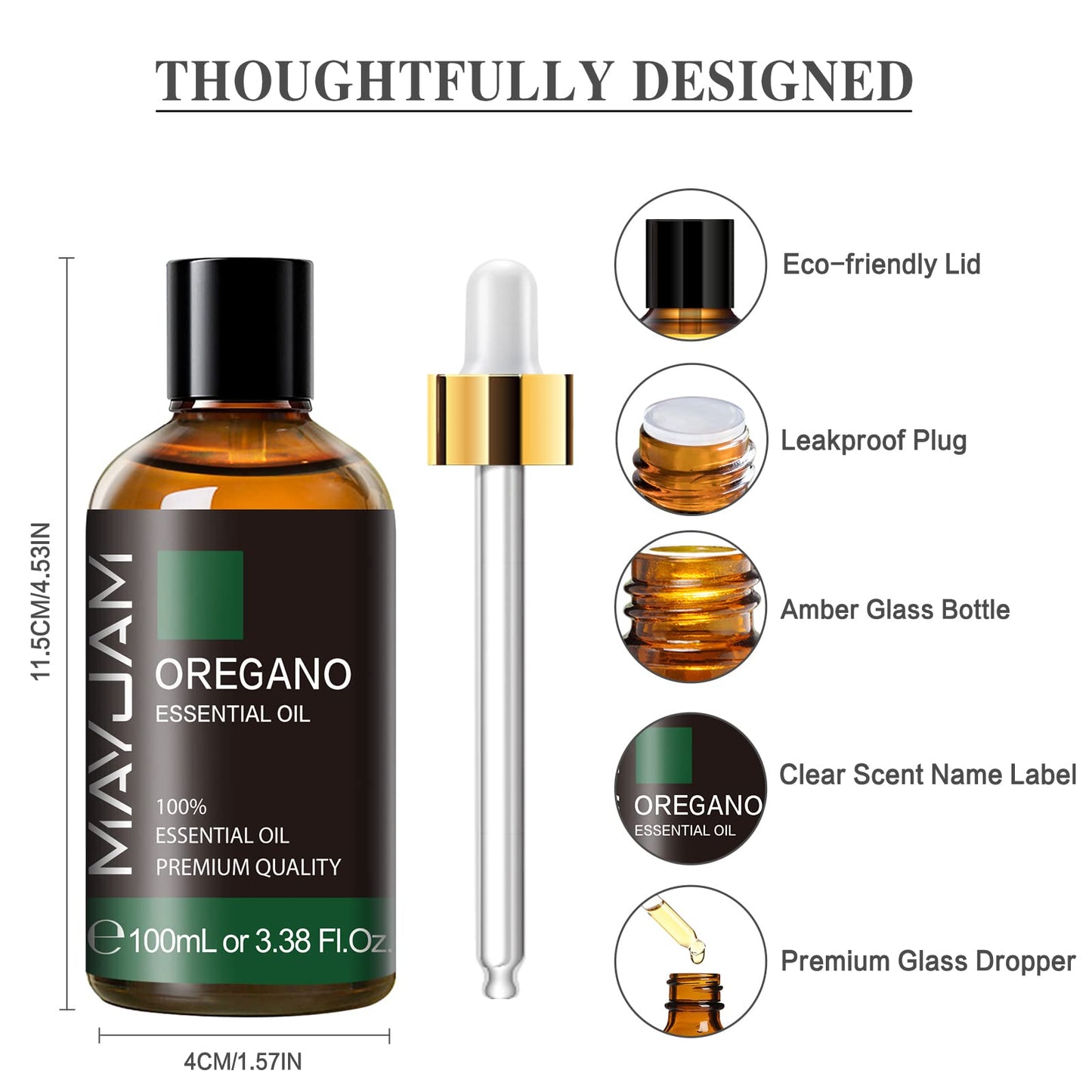 Oregano Essential Oil – MAYJAM Pure Essential Oils for Diffusers, 3.38 fl oz / 100 ml, Premium Glass Dropper