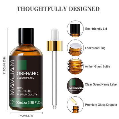 Oregano Essential Oil – MAYJAM Pure Essential Oils for Diffusers, 3.38 fl oz / 100 ml, Premium Glass Dropper