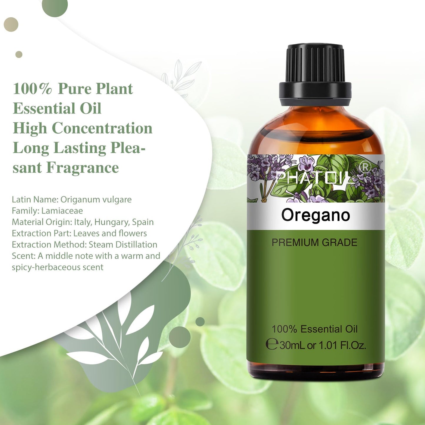 Oregano Essential Oil 30ml | PHATOIL Aromatherapy for Diffusers, DIY Soap & Candles
