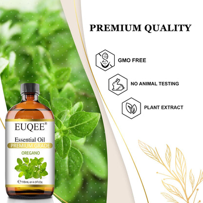 EUQEE Oregano Essential Oil 4oz / 118ml – Pure Aromatherapy with Glass Dropper