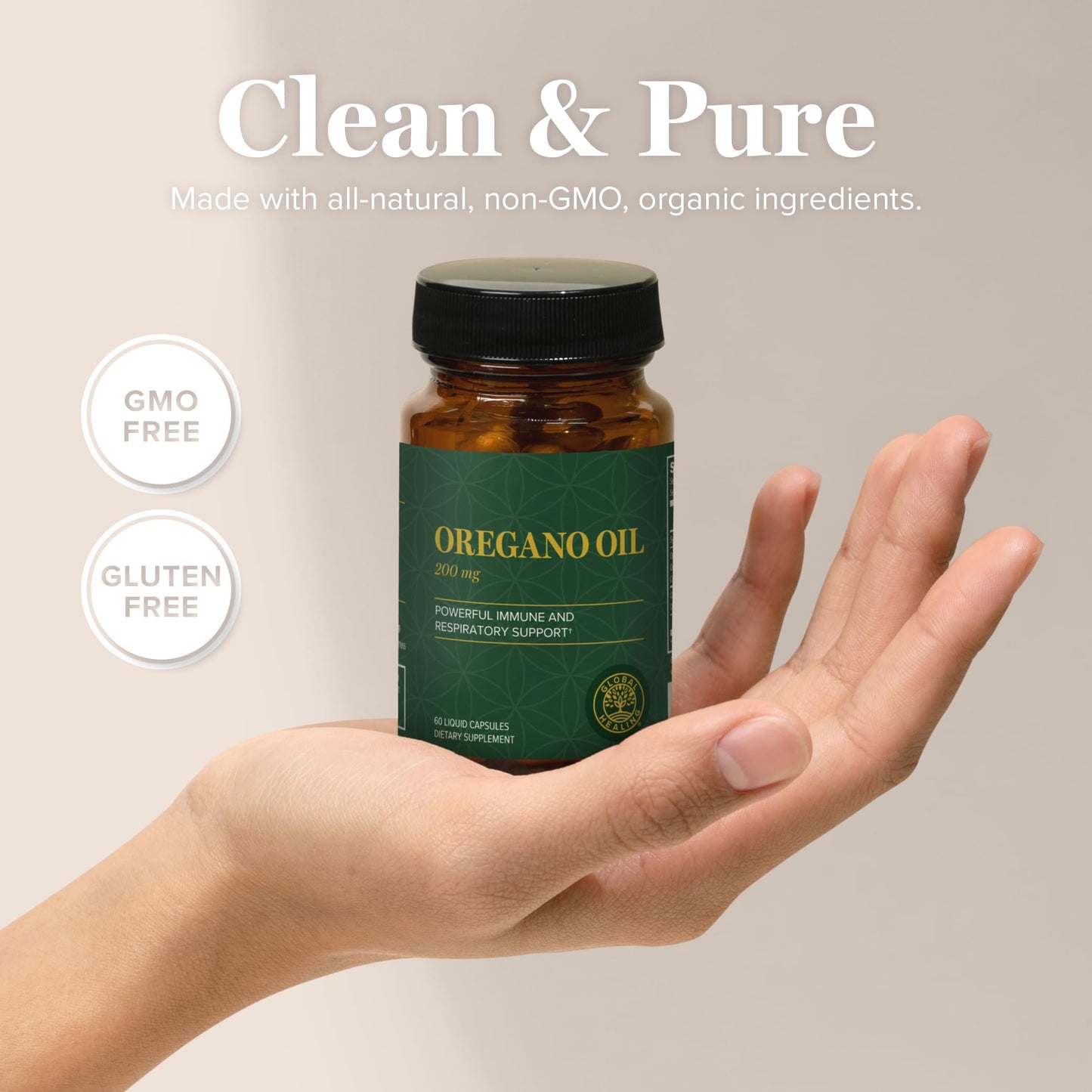 Global Healing Center Oregano Oil Capsules with Organic Ingredients & Cayenne Pepper | Immune Support, Respiratory Health, Digestive Wellness (60 Count)