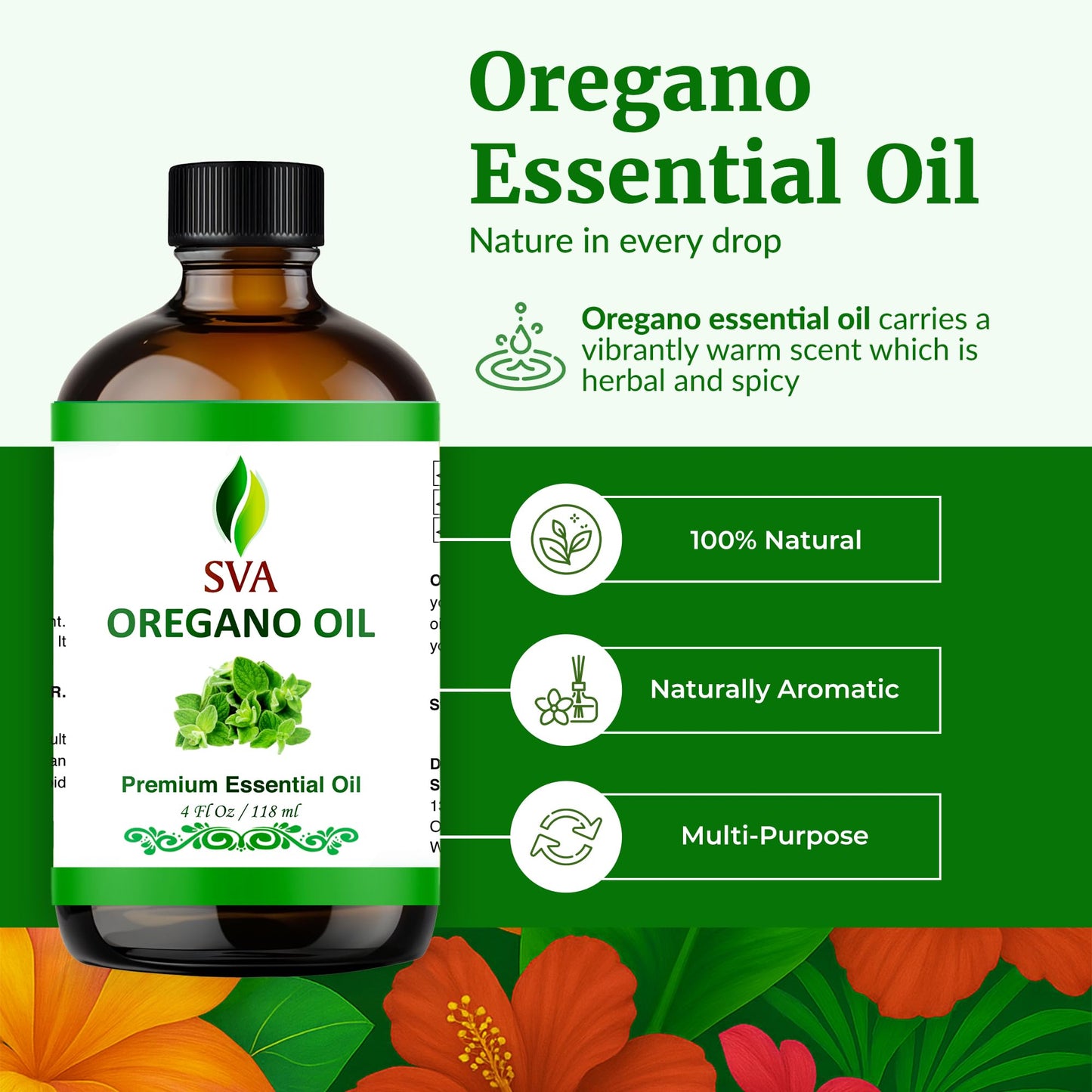 SVA Oregano Essential Oil 4 oz – 100% Natural | Diffuser, Hair & Skin Care
