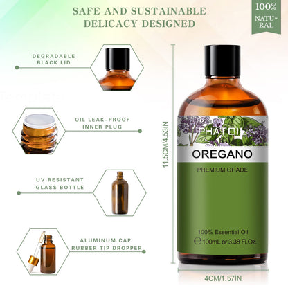 Oregano Essential Oil 100ml | PHATOIL Pure Aromatherapy Oil for Diffusers, Humidifiers, Candles & Soap
