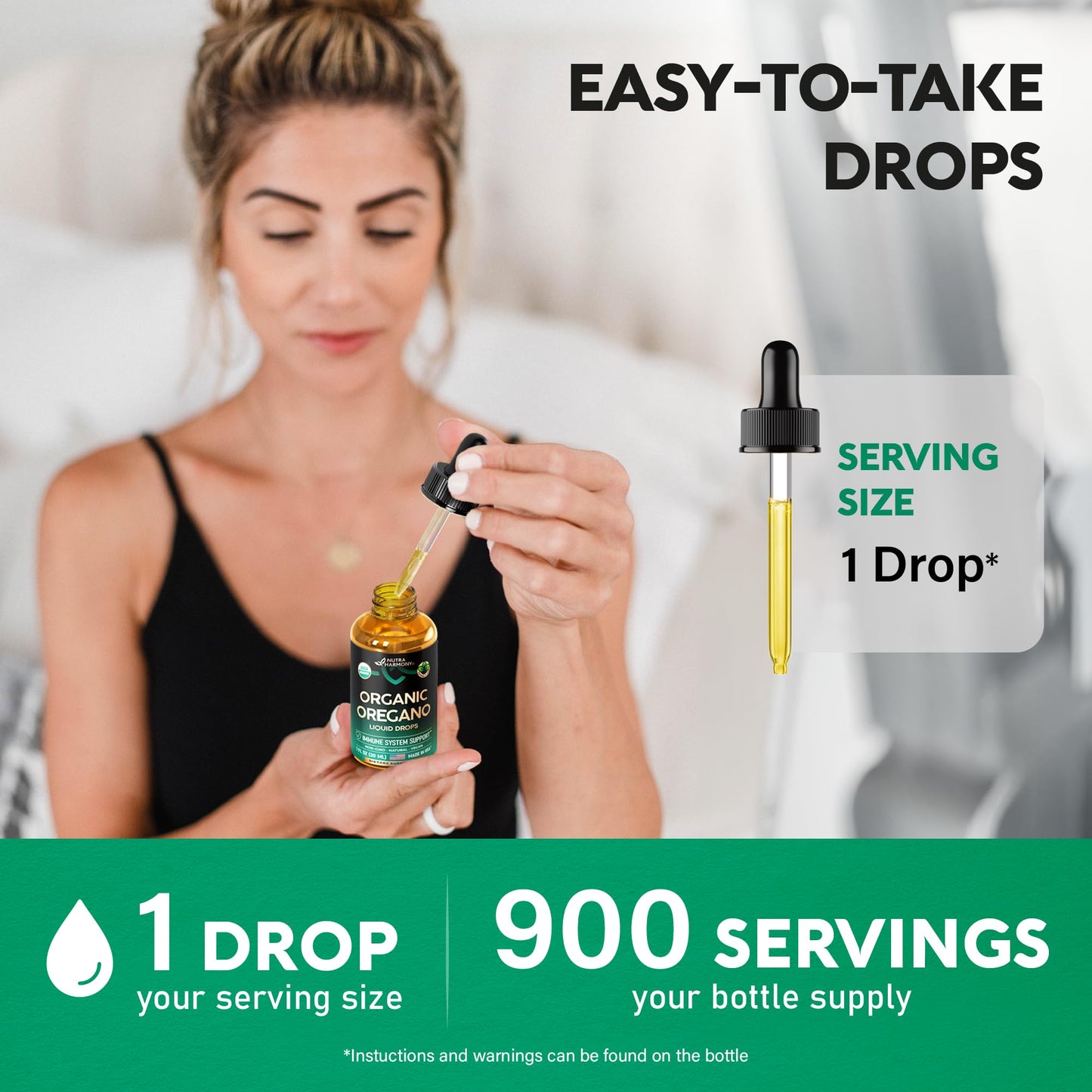 USDA Organic Oil of Oregano Drops with Vitamin E – Immune Support, Digestion Health & Antioxidants | Made in USA