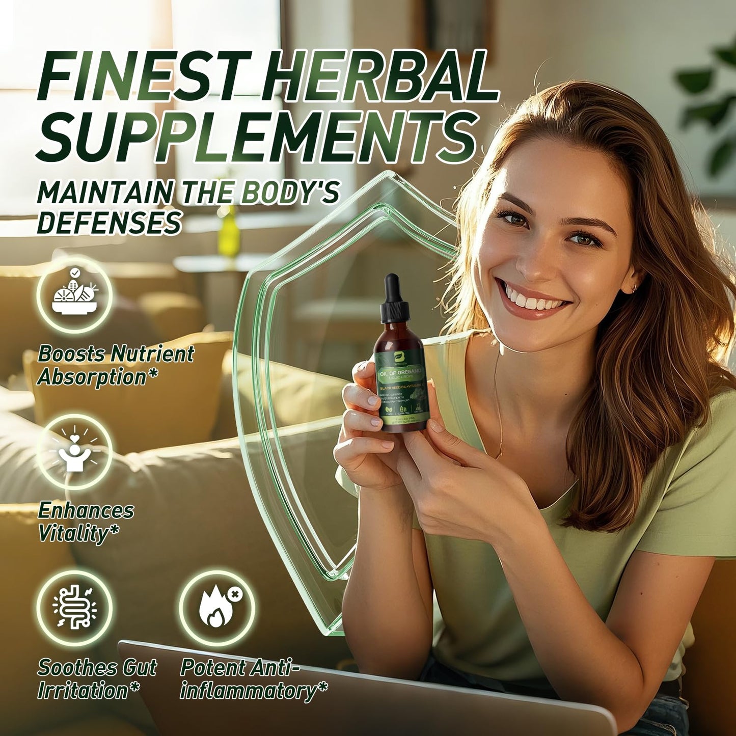 Oregano Oil Drops with Black Seed Oil & Vitamin E – Immune Support | Vegan & Non-GMO | 1 Fl Oz