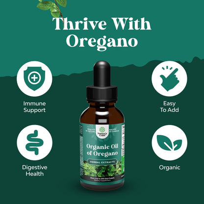 Organic Oregano Oil Drops - Super Concentrated Carvacrol 60% for Digestion & Immune Support - 30 mL